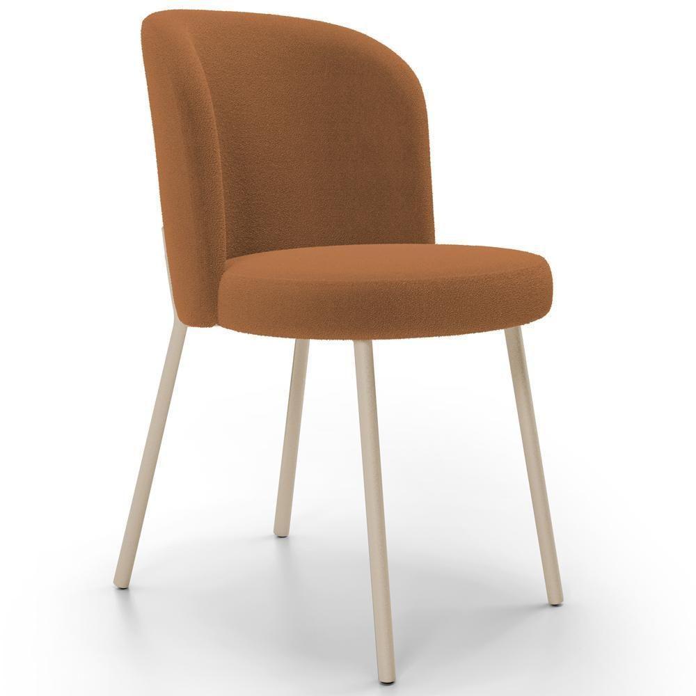 Cadeira Para Sala De Jantar Cozinha Estofada Gavi Arena L02 Bouclê Terracota - Lyam Decor - 1
