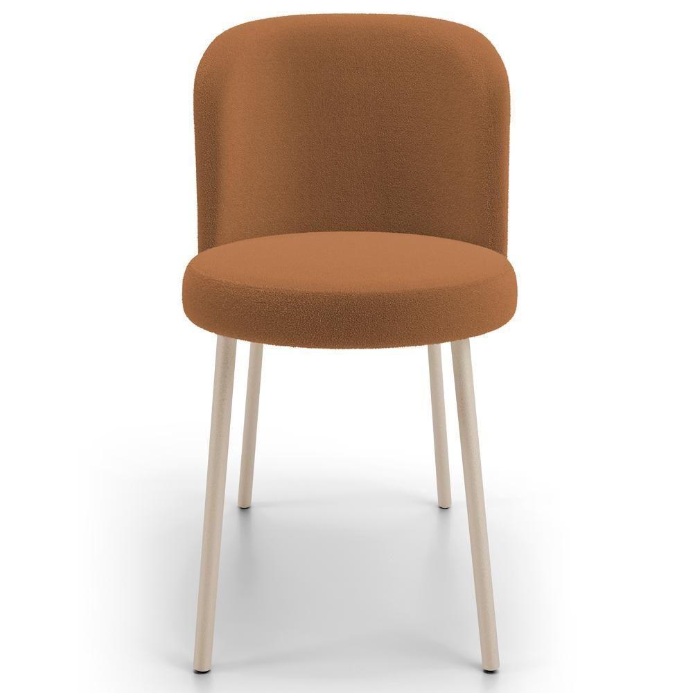 Cadeira Para Sala De Jantar Cozinha Estofada Gavi Arena L02 Bouclê Terracota - Lyam Decor - 2