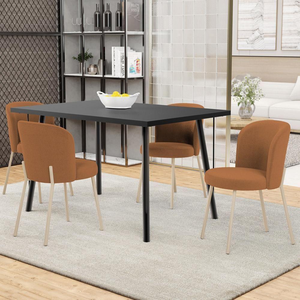 Cadeira Para Sala De Jantar Cozinha Estofada Gavi Arena L02 Bouclê Terracota - Lyam Decor - 4