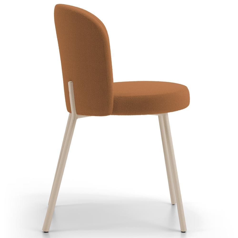 Cadeira Para Sala De Jantar Cozinha Estofada Gavi Arena L02 Bouclê Terracota - Lyam Decor - 5