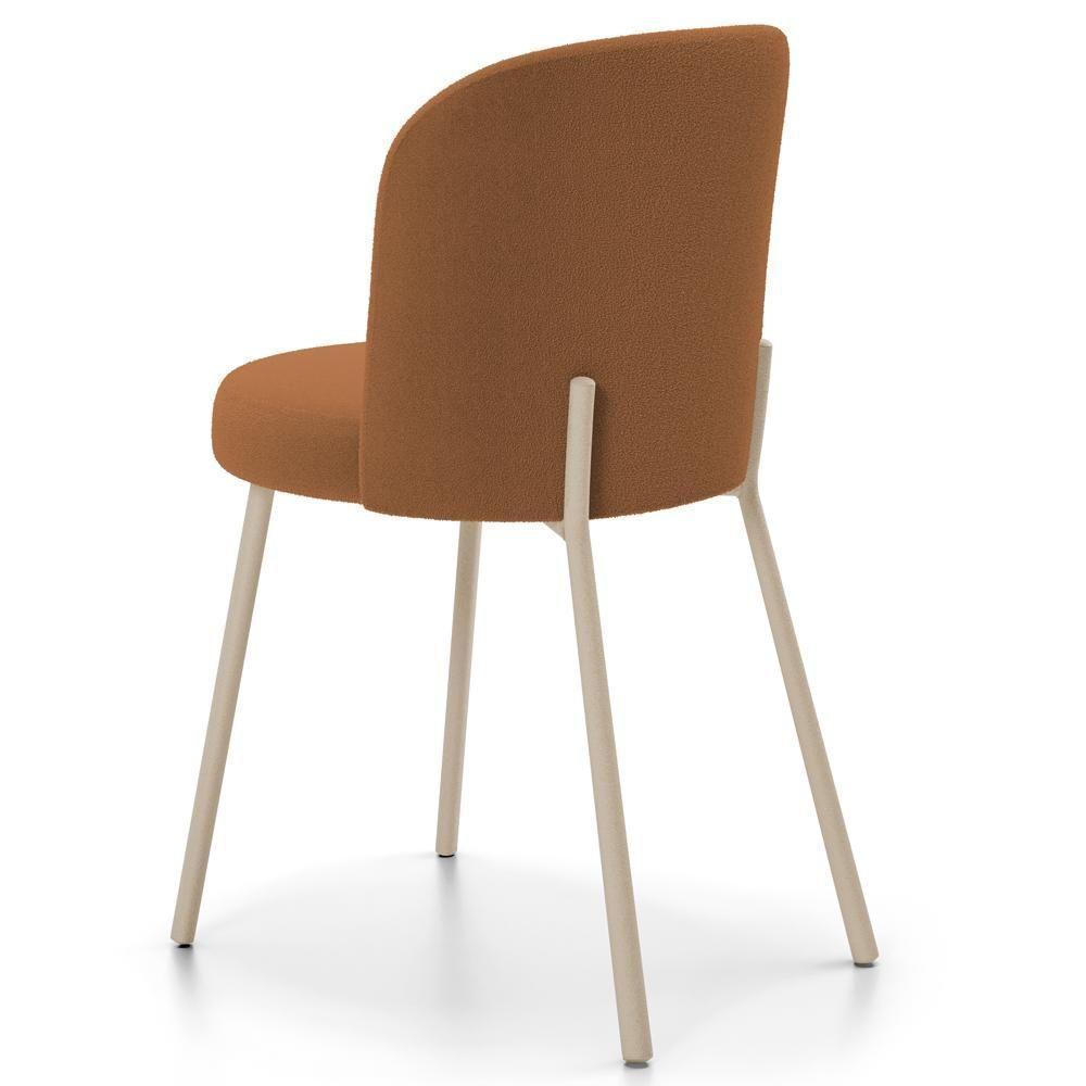 Cadeira Para Sala De Jantar Cozinha Estofada Gavi Arena L02 Bouclê Terracota - Lyam Decor - 6