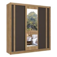 Guarda Roupa Casal Ibiza Glass 3 Portas Capuccino Cacau Off White Flex E Cômoda Com Porta Aurora Cappuccino - Thb - 2