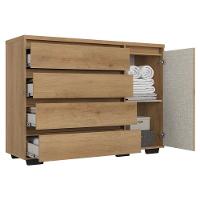 Guarda Roupa Casal Ibiza Glass 3 Portas Capuccino Cacau Off White Flex E Cômoda Com Porta Aurora Cappuccino - Thb - 6