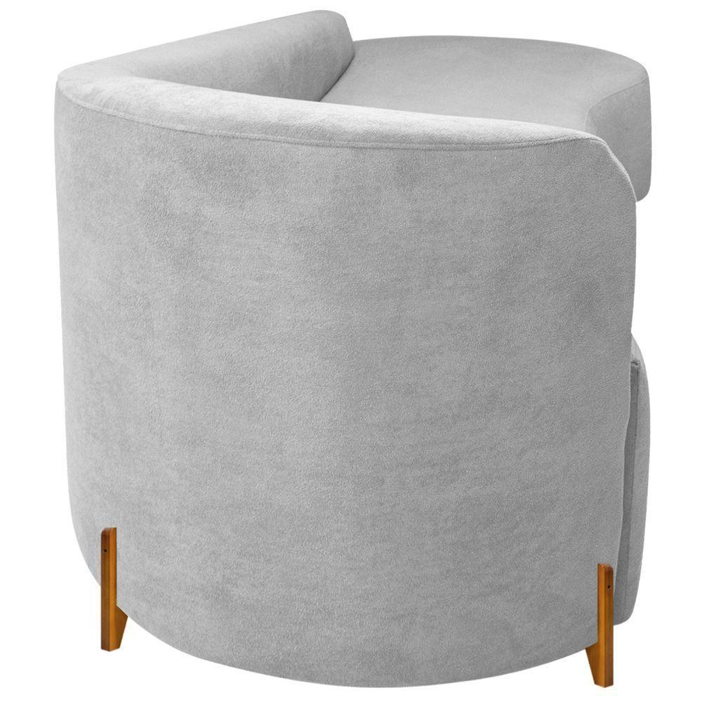 Divã Recamier Orgânico França 180cm Lado Dir Pés Madeira Bouclé Cor Branco - 5