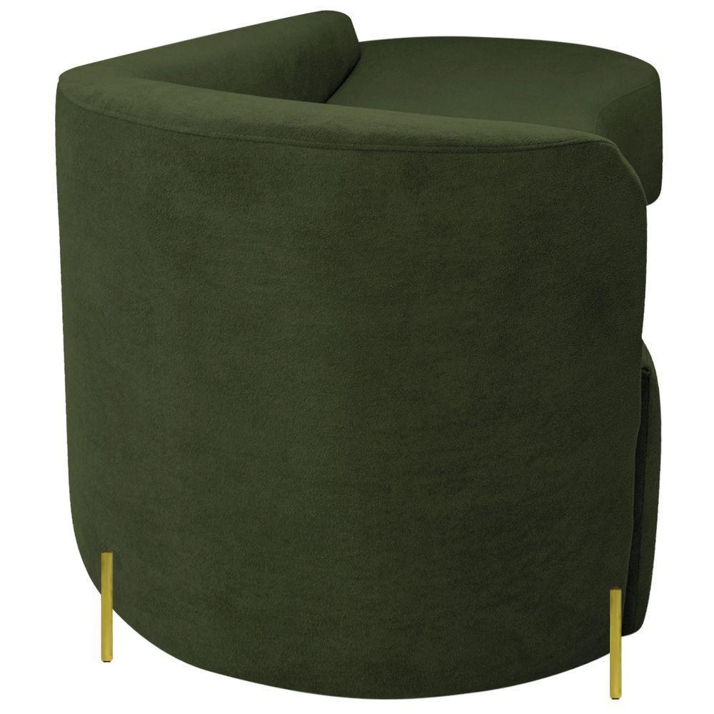 Divã Recamier Orgânico França 180cm Lado Dir Pés Metal Dourado Linho Cor Verde - 5