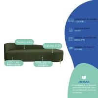 Divã Recamier Orgânico França 180cm Lado Dir Pés Metal Dourado Linho Cor Verde - 7
