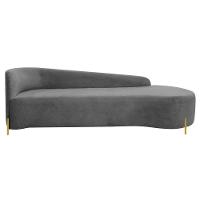 Divã Recamier Orgânico França 180cm Lado Dir Pés Metal Dourado Bouclé Cor Cinza