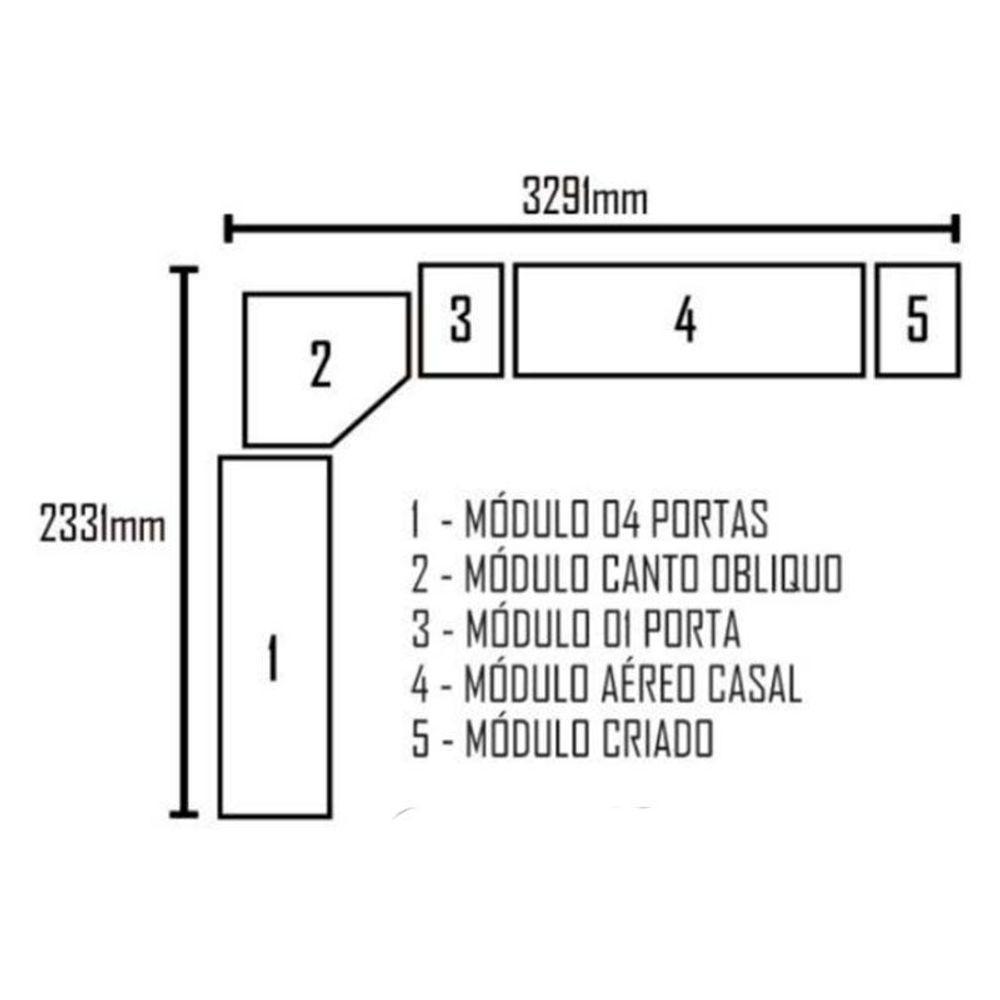 Quarto De Casal Modulado 11 Portas Orion Cinamomo Off White - Leifer Móveis - 9