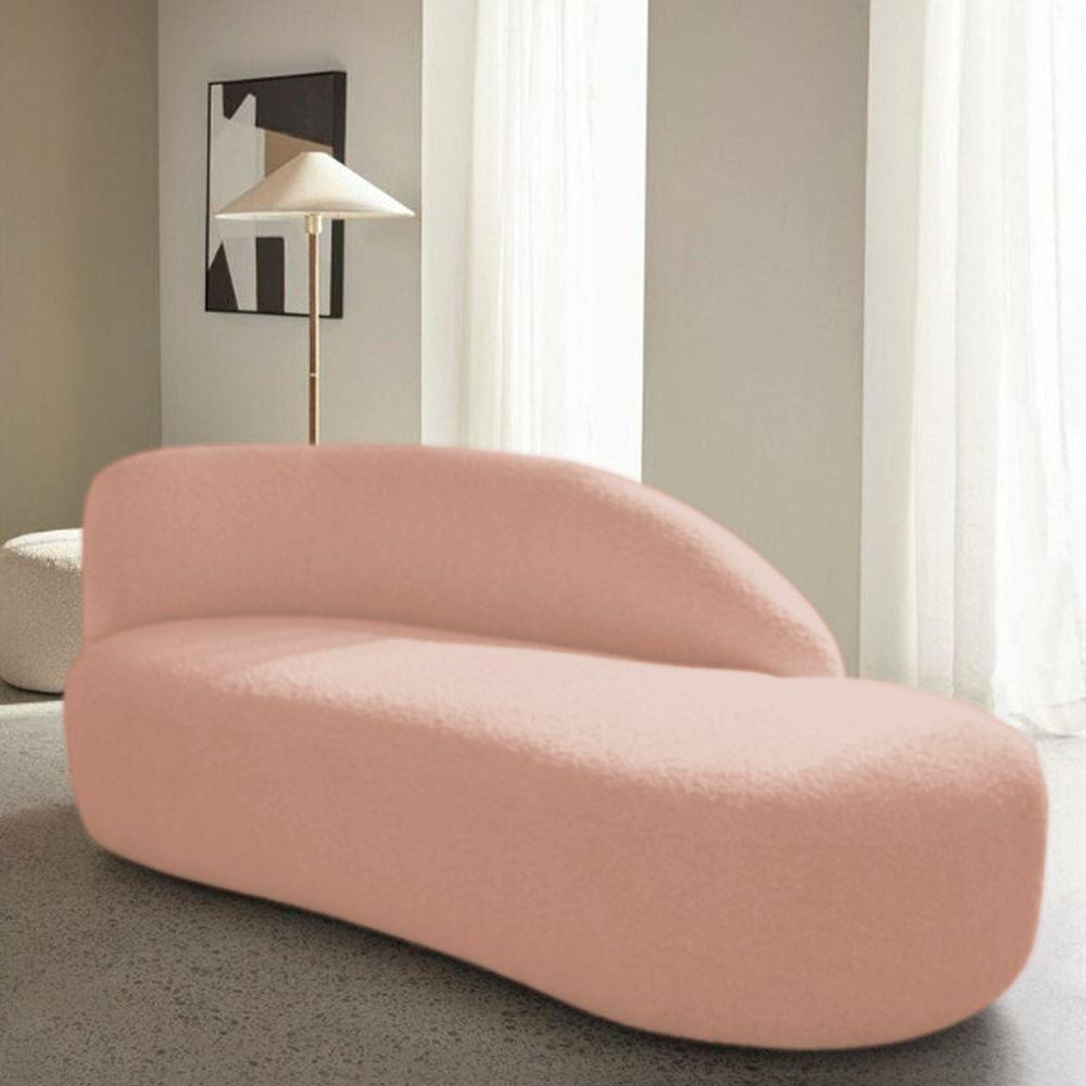Divã Recamier Curvo Luna 140cm Lado Direito Suede - Adj Decor Cor Rosê - 2