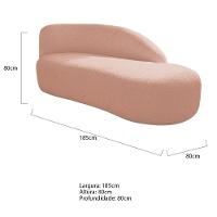 Divã Recamier Curvo Luna 140cm Lado Direito Suede - Adj Decor Cor Rosê - 3