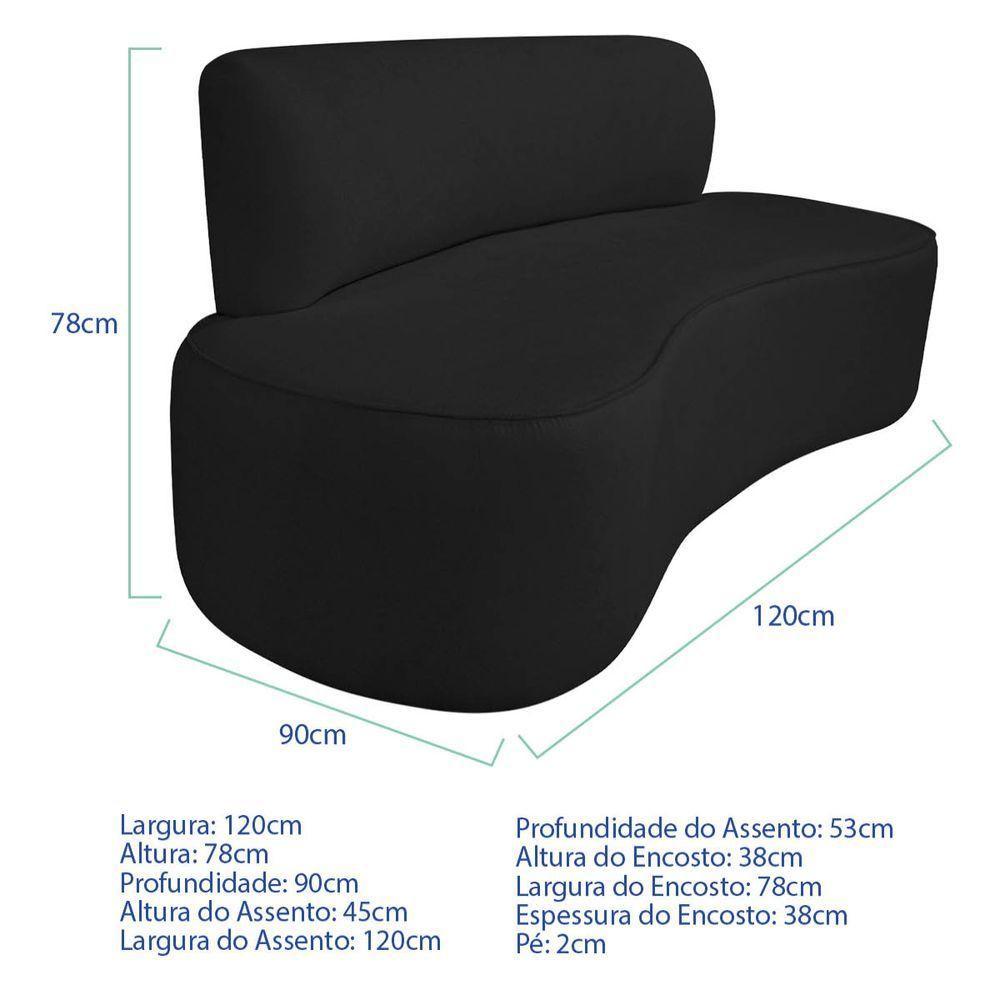 Kit Recamier Curvo Amsterdã 120cm E Poltrona Amore Luxo Bouclé Cor Preto - 5