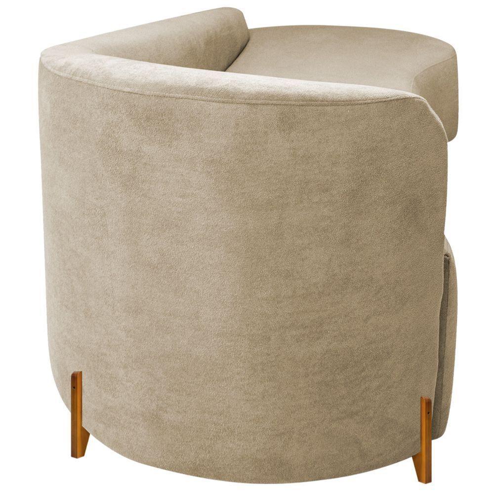 Divã Recamier Orgânico França 180cm Lado Dir Pés Madeira Bouclé Cor Bege - 5