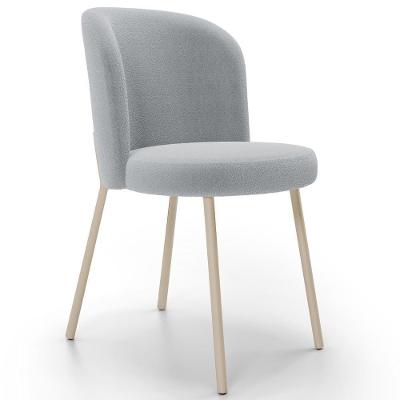 Cadeira Para Sala De Jantar Cozinha Estofada Gavi Arena L02 Bouclê Cinza - Lyam Decor