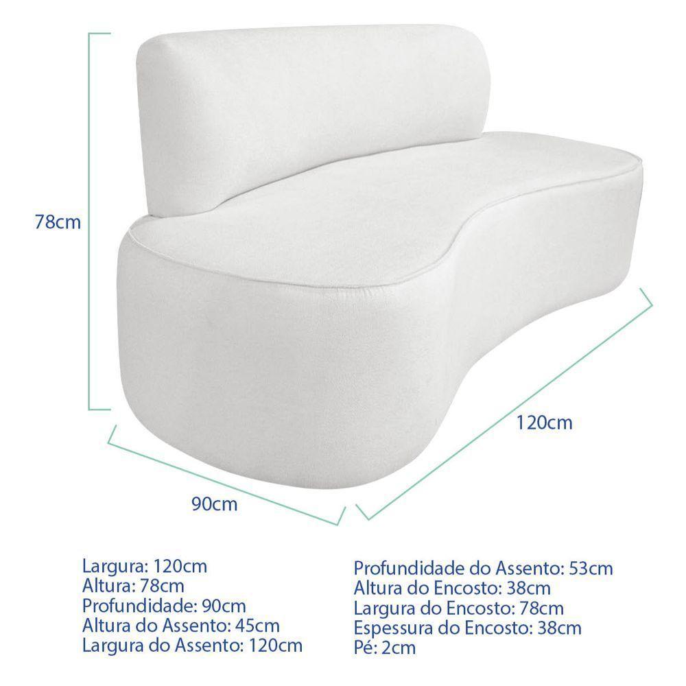 Kit Recamier Curvo Amsterdã 120cm E 2 Poltronas Amore Luxo Bouclé Cor Branco - 8