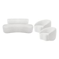 Kit Recamier Curvo Amsterdã 120cm E 2 Poltronas Amore Luxo Bouclé Cor Branco - 7