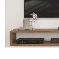 Painel Nando Com Ripas E Prateleira Freijó Com Off White