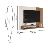 Painel Nando Com Ripas E Prateleira Freijó Com Off White - 6