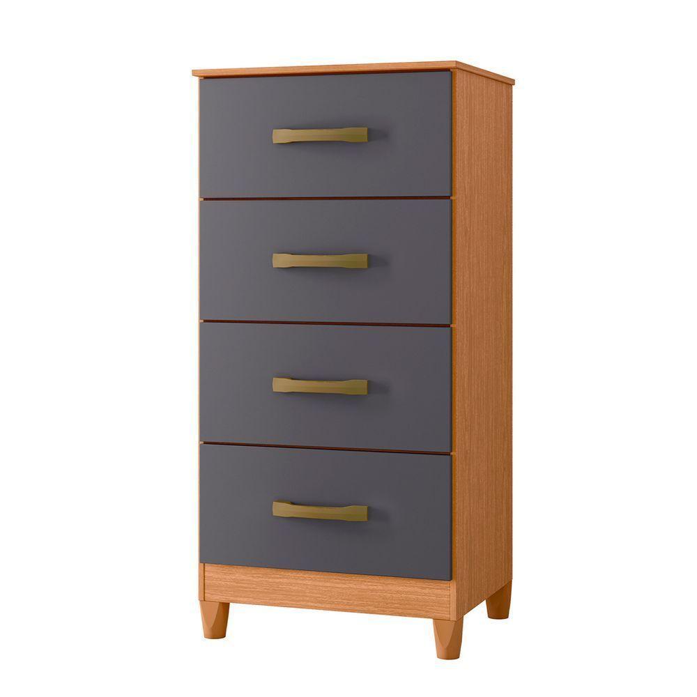 Comoda Mobi 4 Gavetas Freijo Com Titanium - Albatroz - 1