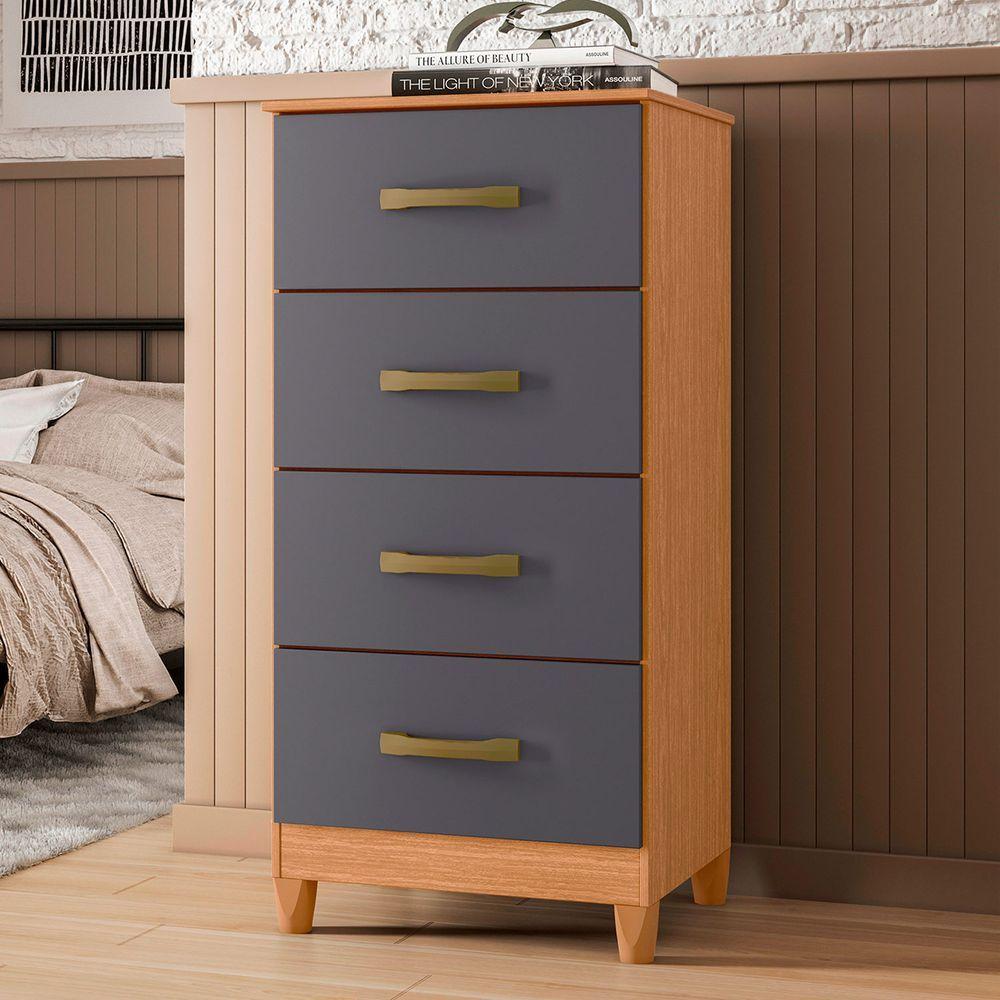 Comoda Mobi 4 Gavetas Freijo Com Titanium - Albatroz - 2