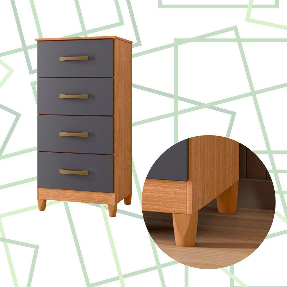 Comoda Mobi 4 Gavetas Freijo Com Titanium - Albatroz - 3