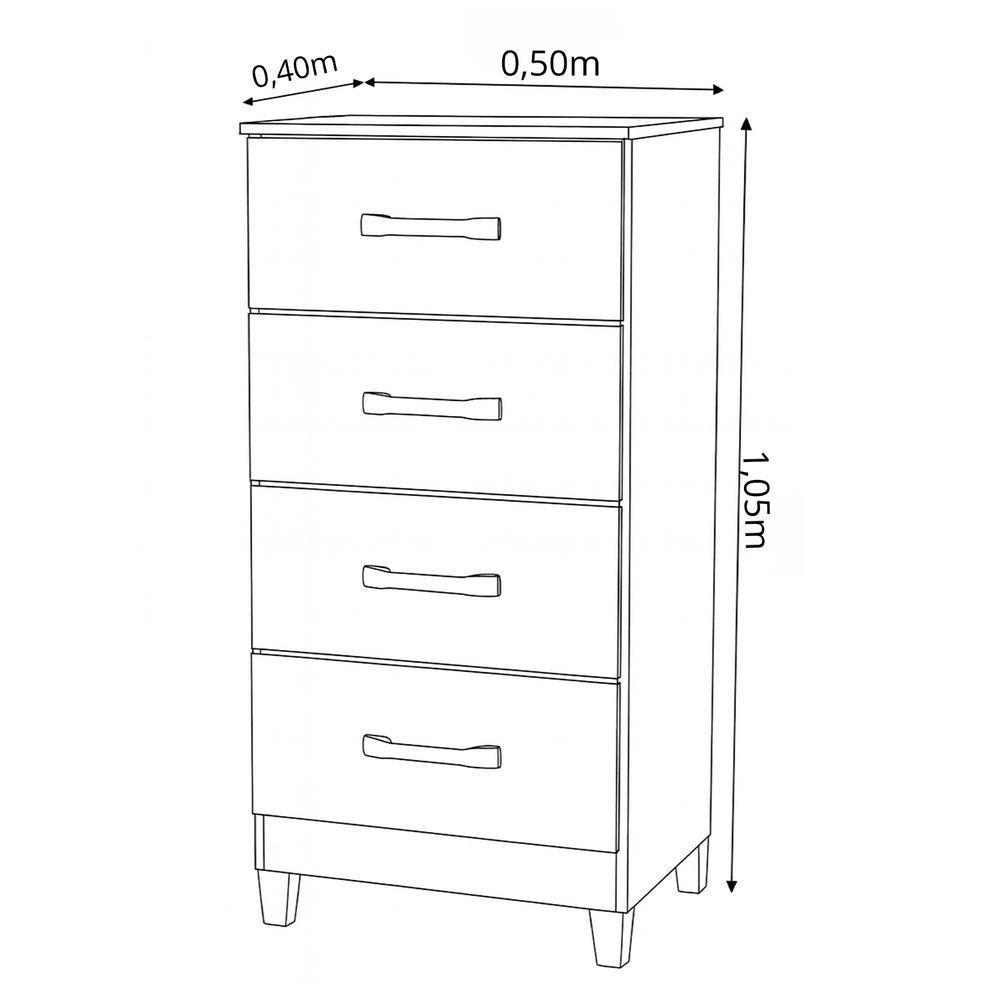 Comoda Mobi 4 Gavetas Freijo Com Titanium - Albatroz - 6
