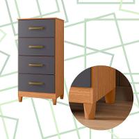 Comoda Mobi 4 Gavetas Freijo Com Titanium - Albatroz - 3