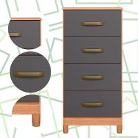 Comoda Mobi 4 Gavetas Freijo Com Titanium - Albatroz