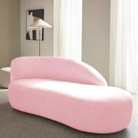 Divã Recamier Curvo Luna 140cm Lado Direito Suede - Adj Decor Cor Rosa Bebê - 5