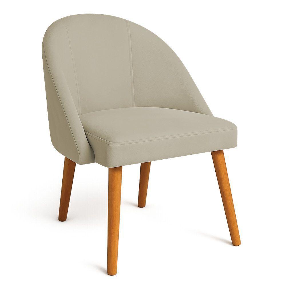 Kit 08 Cadeiras Poltrona De Jantar Luna Suede Pés Palito Castanho - Pallazio Capuccino - 3