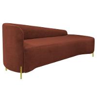 Divã Recamier Orgânico França 180cm Lado Dir Pés Metal Dourado Bouclé Cor Terracota