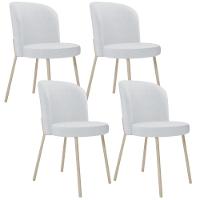 Kit 04 Cadeiras Para Sala De Jantar Cozinha Estofada Gavi Arena L02 Linho Cinza - Lyam Decor - 1