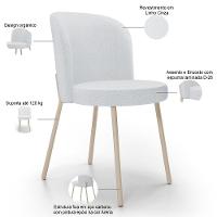 Kit 04 Cadeiras Para Sala De Jantar Cozinha Estofada Gavi Arena L02 Linho Cinza - Lyam Decor