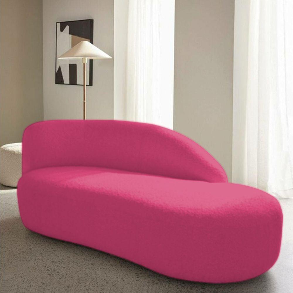 Divã Recamier Curvo Luna 140cm Lado Direito Suede - Adj Decor Cor Pink - 2