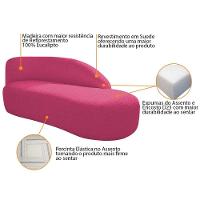Divã Recamier Curvo Luna 140cm Lado Direito Suede - Adj Decor Cor Pink