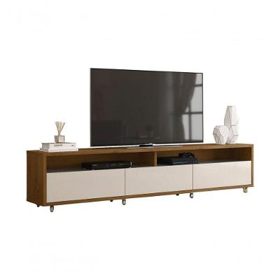 Rack Bancada Para Tv Aspen 1.8 Madeiro Canela Com Off White - Moveisaqui