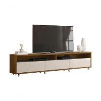 Rack Bancada Para Tv Aspen 1.8 Madeiro Canela Com Off White - Moveisaqui - 1