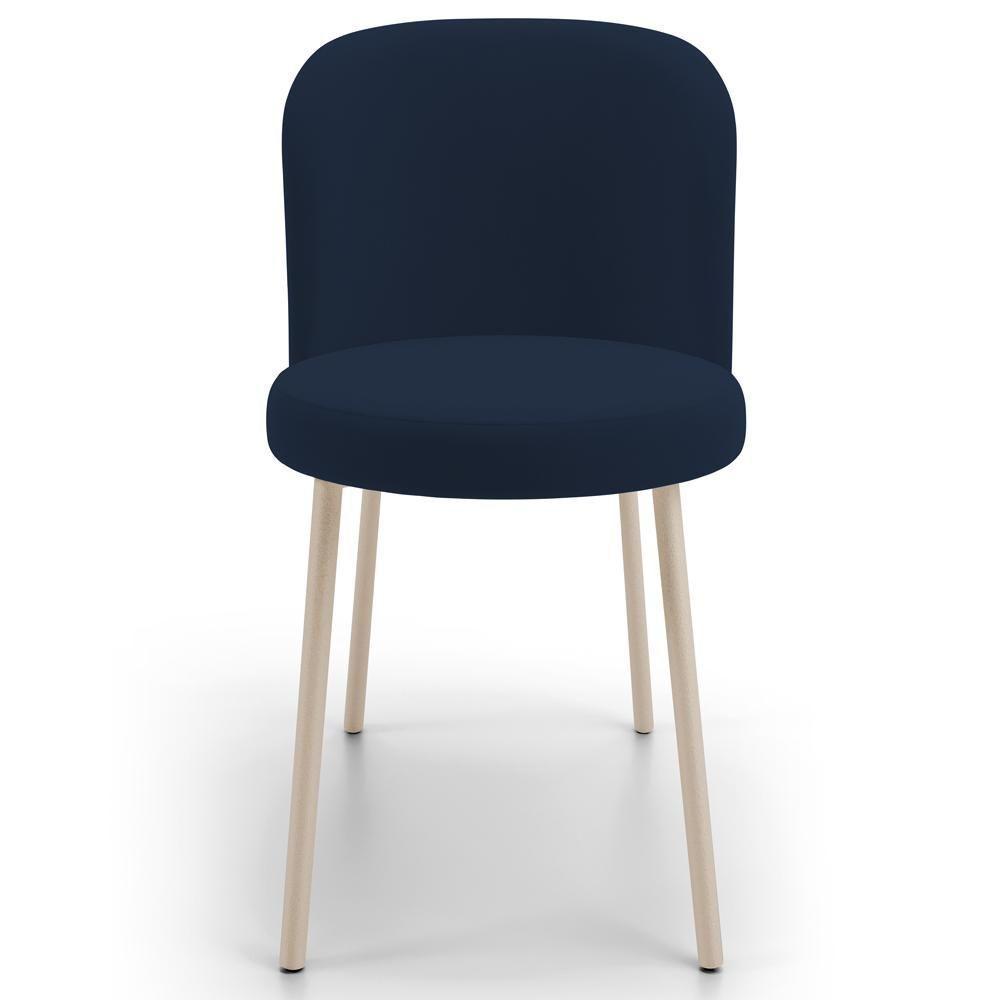 Kit 04 Cadeiras Para Sala De Jantar Cozinha Estofada Gavi Arena L02 Suede Azul Marinho - Lyam Decor - 3