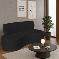 Sofá Curvo 2 Lugares Amsterdã 160cm Bouclé Cor Preto - 1