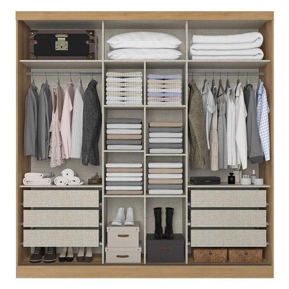 Guarda Roupa Casal Malaga 2 Portas Capuccino Off White Acetinado E Cômoda Gaveteiro Condessa Capuccino - Thb - 3