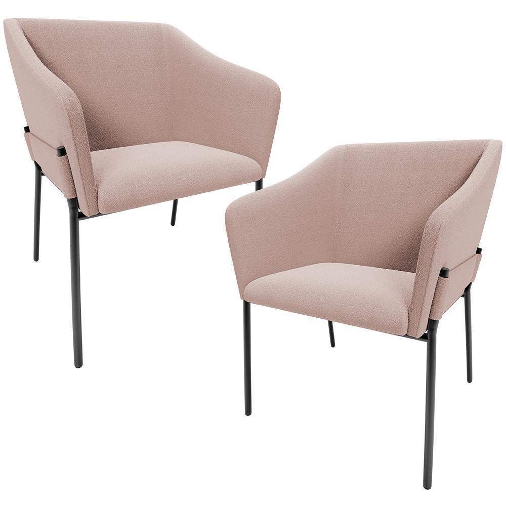 Kit 2 Cadeiras Para Sala De Jantar Estar Living Olívia L02 Bouclê Rosê - Lyam Decor - 1