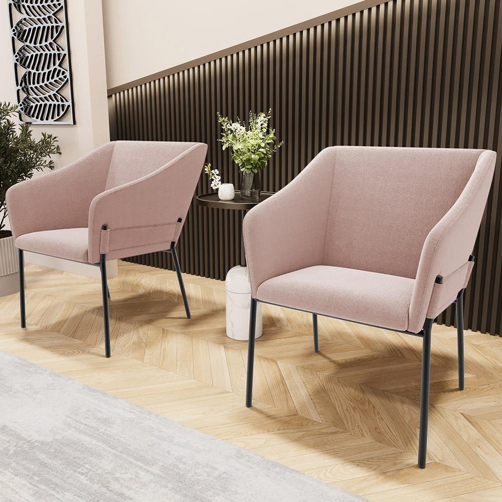Kit 2 Cadeiras Para Sala De Jantar Estar Living Olívia L02 Bouclê Rosê - Lyam Decor - 2