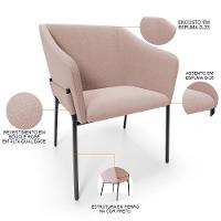 Kit 2 Cadeiras Para Sala De Jantar Estar Living Olívia L02 Bouclê Rosê - Lyam Decor