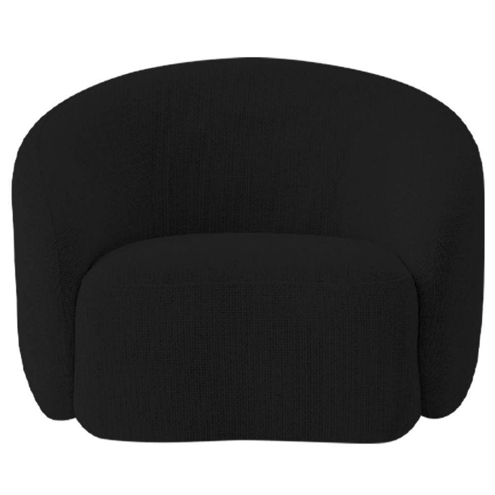 Kit Recamier Curvo Amsterdã 200cm E Poltrona Amore Luxo Bouclé Cor Preto - 3