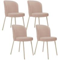 Kit 04 Cadeiras Para Sala De Jantar Cozinha Estofada Gavi Arena L02 Linho Rosê - Lyam Decor - 1