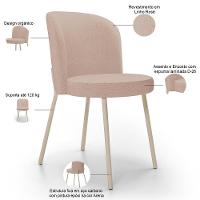 Kit 04 Cadeiras Para Sala De Jantar Cozinha Estofada Gavi Arena L02 Linho Rosê - Lyam Decor