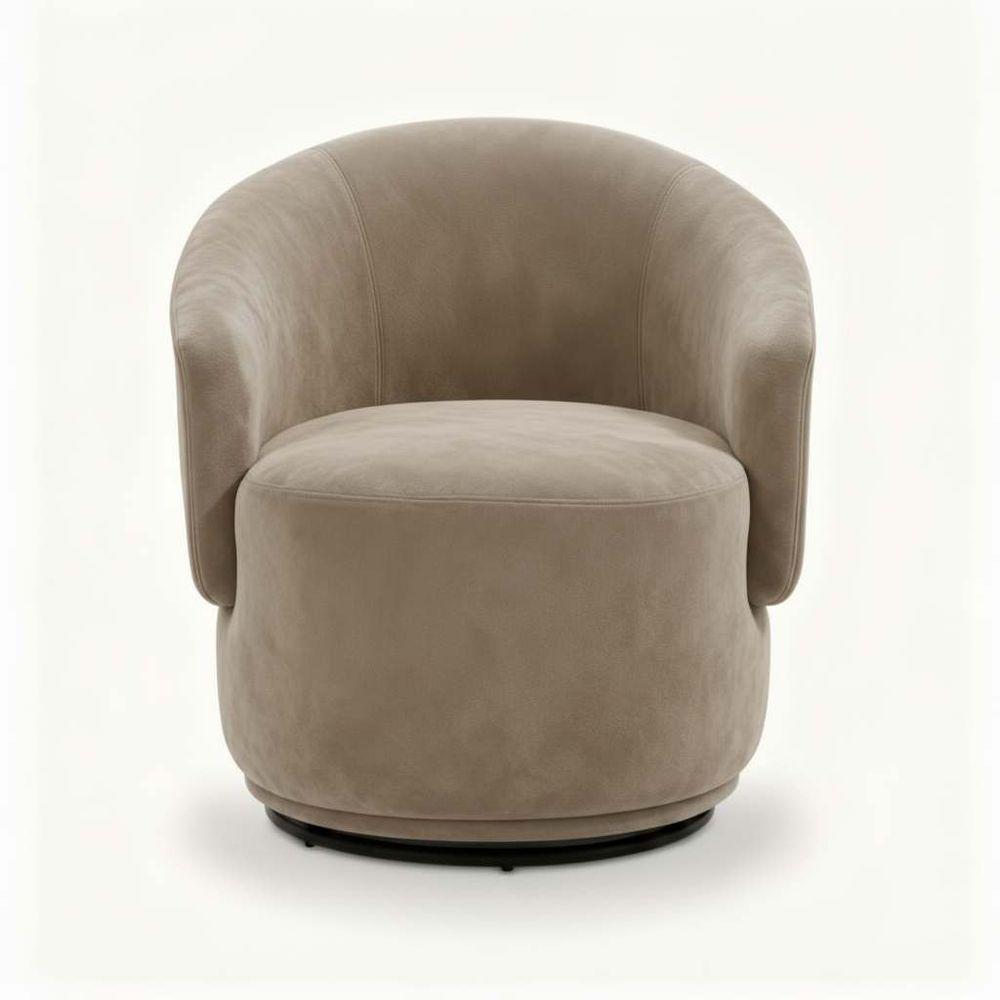 Poltrona Decorativa Giratória Sala De Estar Recepção Jasmine Suede Cappuccino - 2