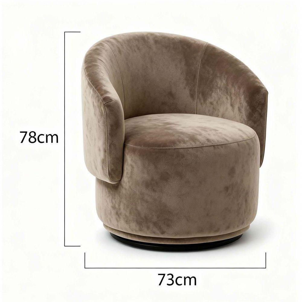 Poltrona Decorativa Giratória Sala De Estar Recepção Jasmine Suede Cappuccino - 3