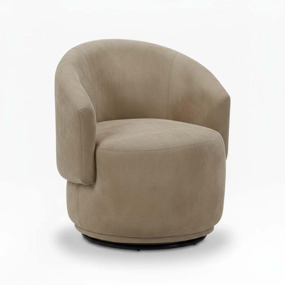 Poltrona Decorativa Giratória Sala De Estar Recepção Jasmine Suede Cappuccino - 4