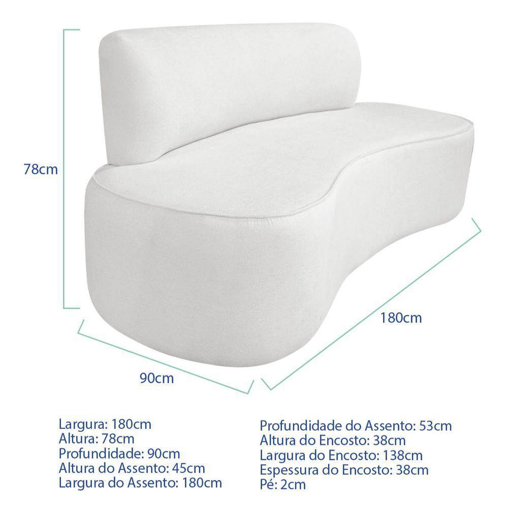 Kit Recamier Curvo Amsterdã 180cm E 2 Poltronas Amore Luxo Bouclé Cor Branco - 3