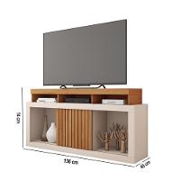 Rack Tv 55 Pol 136cm Bancada Com Rodízio Sala Lyara Freijó-off White C01 - D'rossi - 3